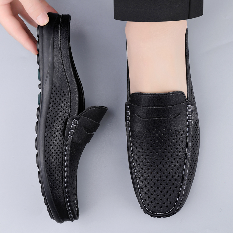 Plus Size 47 Men's Half Shoes Hollow Out Loafers for Men Fashion Leather Sandals Shoes Breathable Causal Beach Shoes Slippers