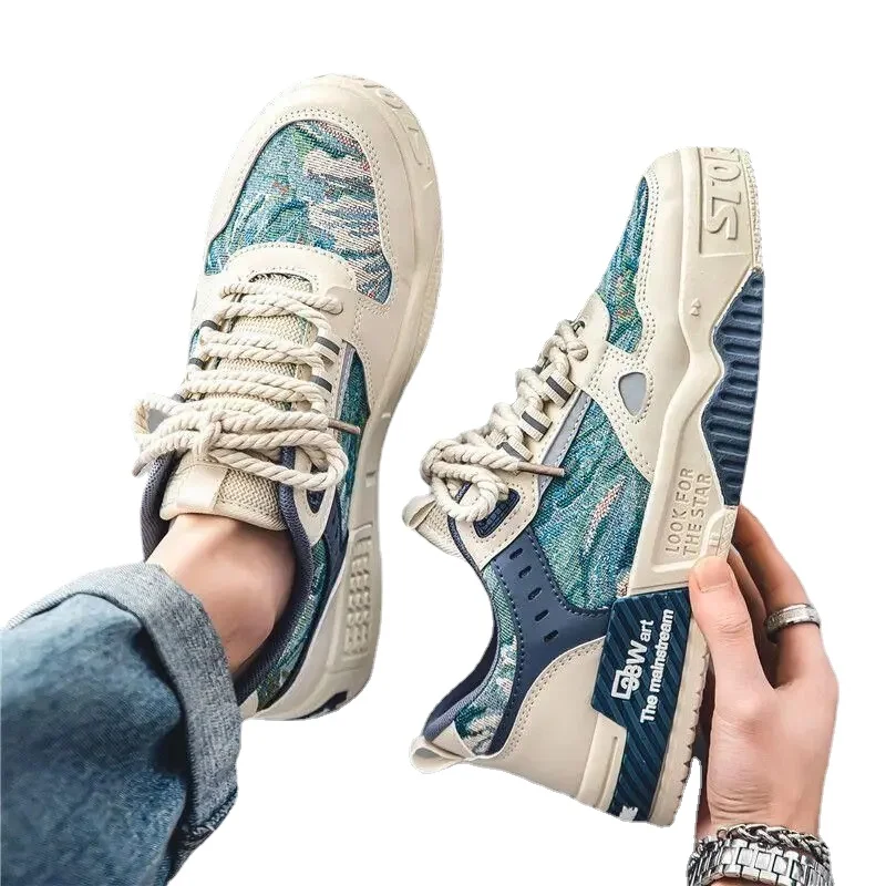 New Trendy Men's Comfortable Platform Matching Lace-up Sneakers for Men Casual Vulcanized Shoes Tenis b549