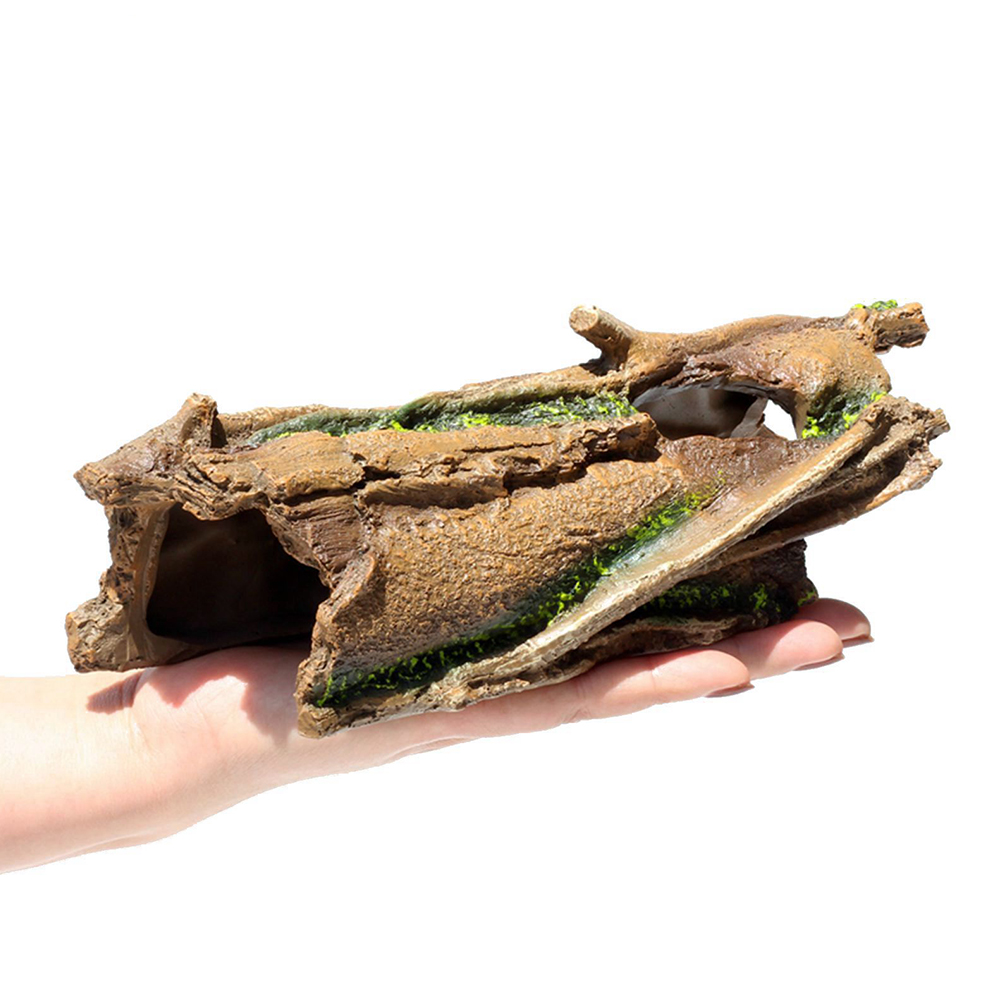 Lizard Reptile Hide Hollow Tree Trunk for Aquarium Fish Tank Bearded Gecko Tank Basking Platform Shrimp Betta Fish Hideout