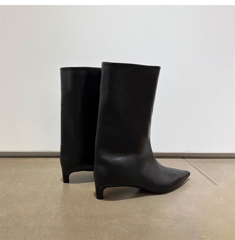 High Leather 2023Women New Female Pointed Thin Heel Ladies Ankle Short Boots Botas De Mujer a207