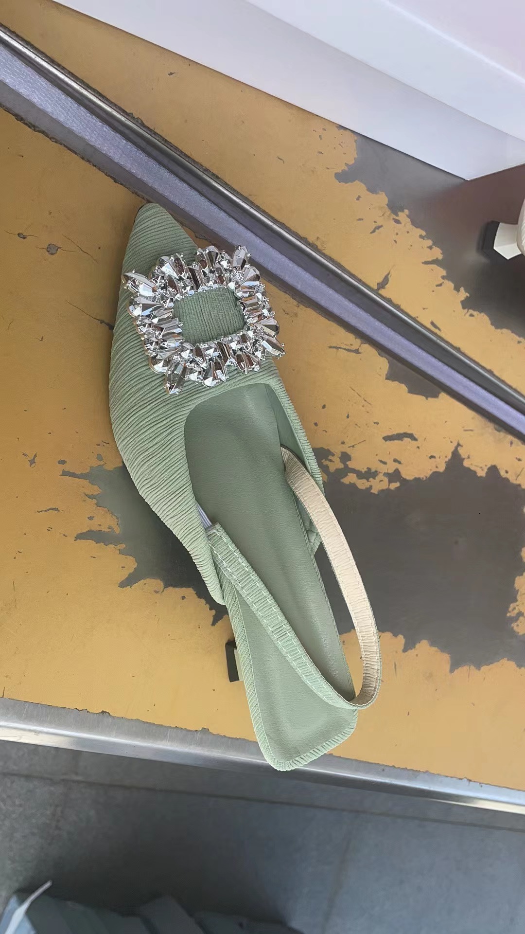 designer heels women Baotou Sandals Women's 2024 New Summer Water Diamond Square Buckle Fairy Wind Back Air French Thin Heel High Heel Pointed Si