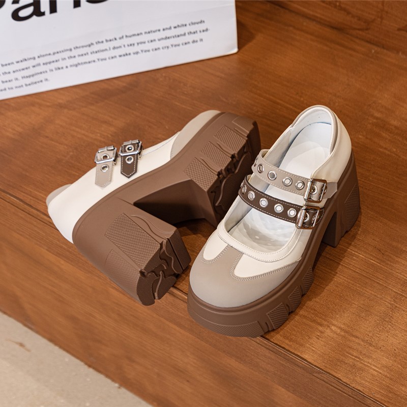 AIYUQI Mary Jane Shoes Women 2024 New Genuine Leather Women High Heels Color Block 11cm Platform Girls Shoes