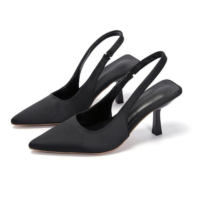 Women Summer Shoes 2024 New Fashion Pointed Toe Stiletto Medium Heel High Heels Women Back Empty Toe Sandals Green Women's Shoes