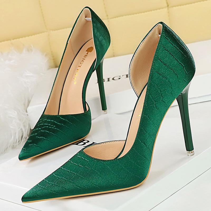 BIGTREE Shoes Sky Blue Women Pumps Sexy High Heels Vintage Stone Pattern Design Women Heels Stilettos Ladies Shoes Large Size 43