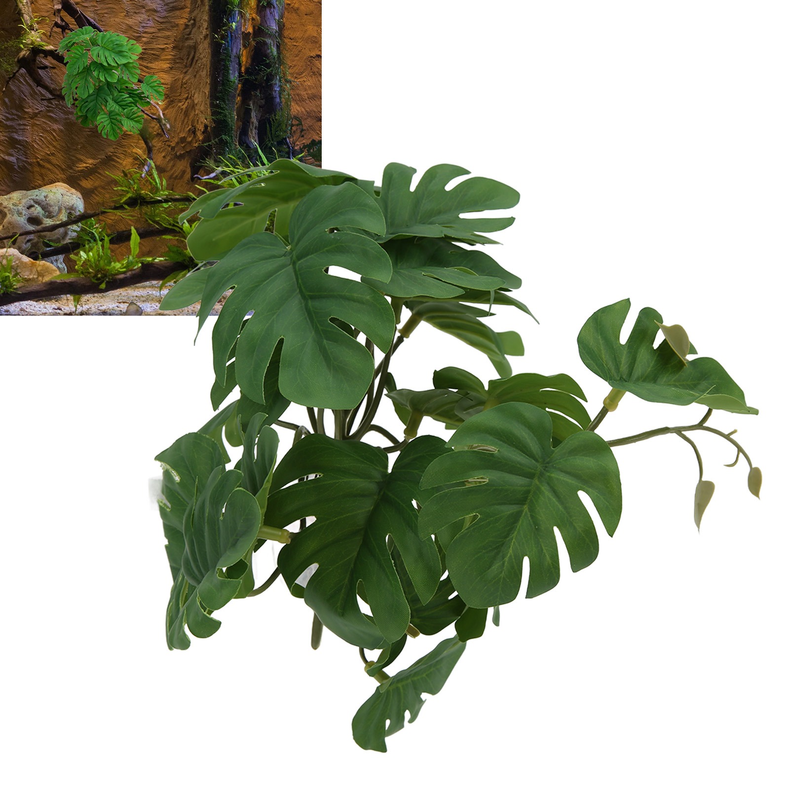 Plastic Turtle Leaf Rattan Simulation Reptile Terrarium Plant For Bearded Dragon Lizard Gecko Snake Habitat Decoration