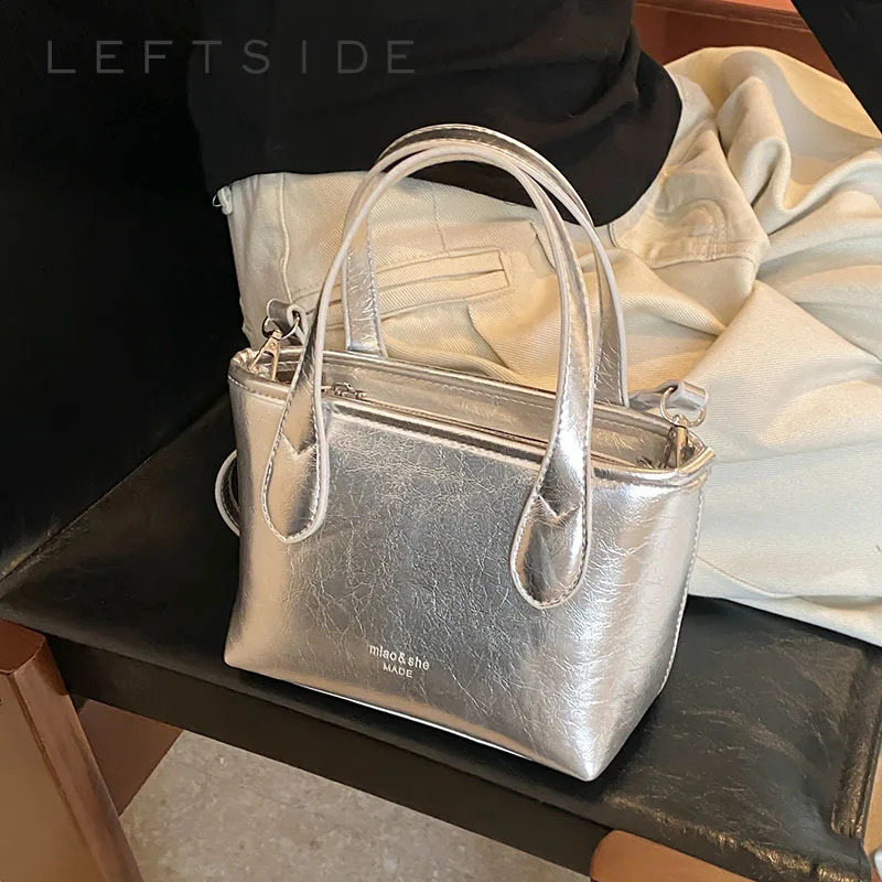 Small Shoulder Bags for Women Fashion Trend Silver Crossbody Bag Female Lady Handbags and Purses 240902