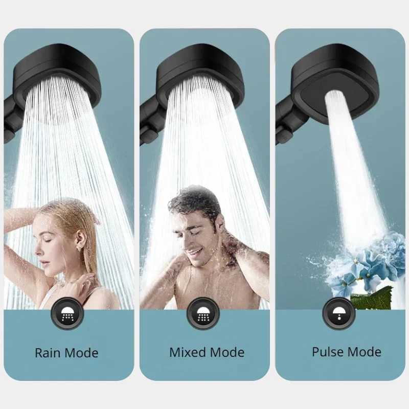Three modes of high-pressure shower head water-saving shower head adjustable one button water stop massage spray bathroom accessories CL240911