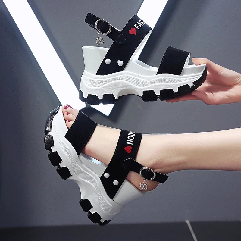 Platform Heeled Sandals Women 2024 New Summer Chunky High Heels Female Wedges Shoes for Women Fish Toe Red Sandalias De Mujer
