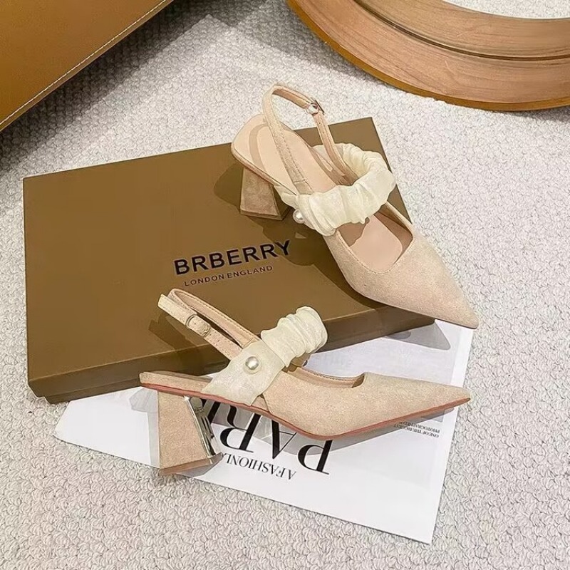 2025 new New Summer Fashion Women's Sandals Pointed Pumps Women Office Dress Shoes Sexy Square Heel High Heels bd93 s