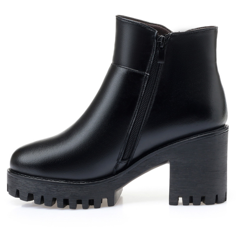 AIYUQI Booties 2024 New Genuine Leather Platform Heel Riding Boots Horse Wool Warm Winter Women Fashion High Heel Boots Banquet