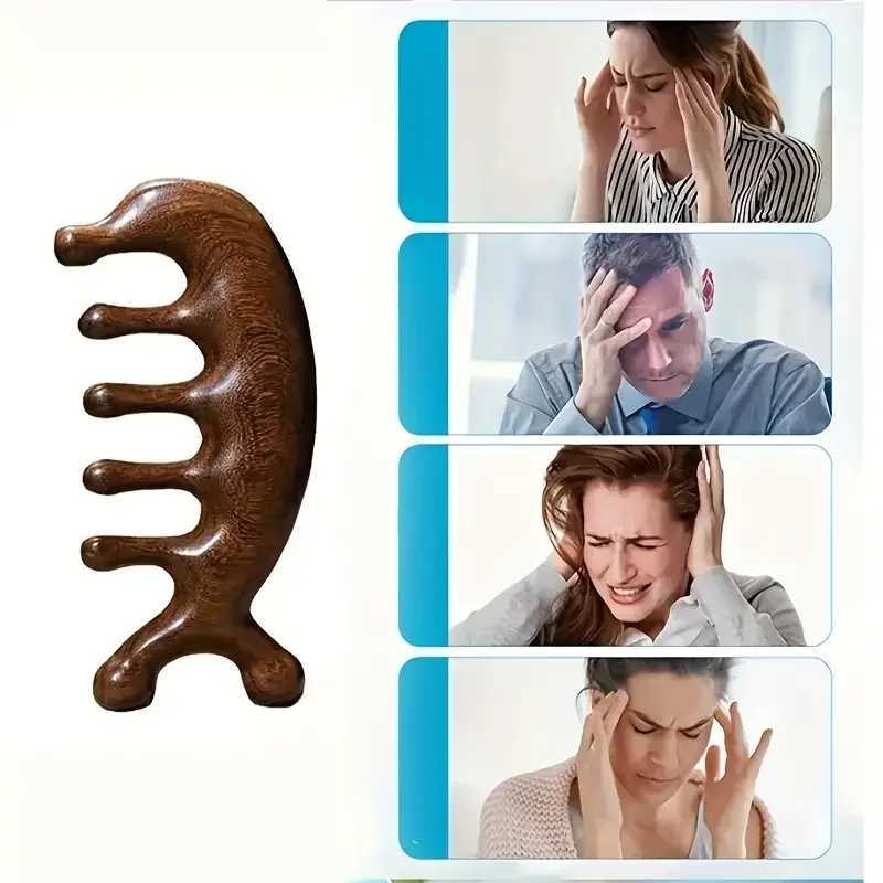 Wooden Scalp Massage Comb Gua Sha Scraping Scalp Massager Head Handmade Solid Wood Hair Comb For Relaxation Massage Tools Y240902