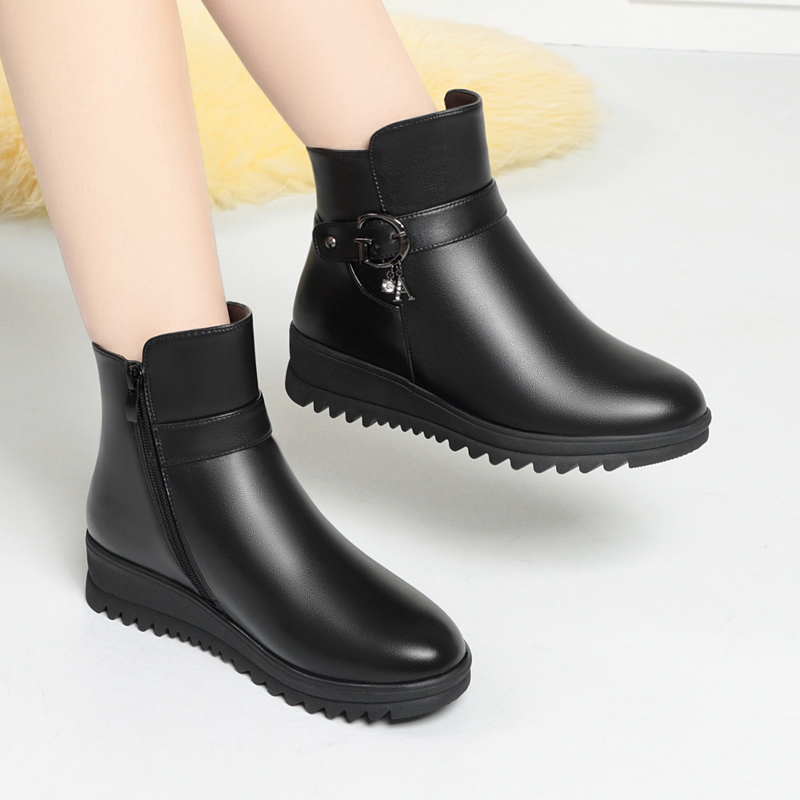 Snow AIYUQI 2024 Winter New Warm Wedges Women's Ankle Large Size Non-slip Mother Shoes Boots 750b