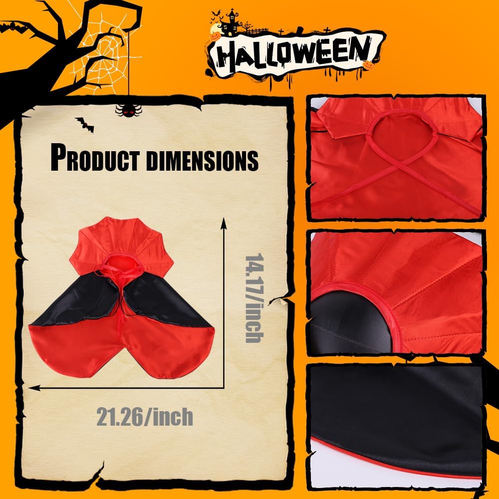 Dog Vampire Costume, Halloween Cloak Devil Adjustable Red Black ic Cape Cosplay Apparel Party Costume Pet Supplies Accessories for Medium Dogs