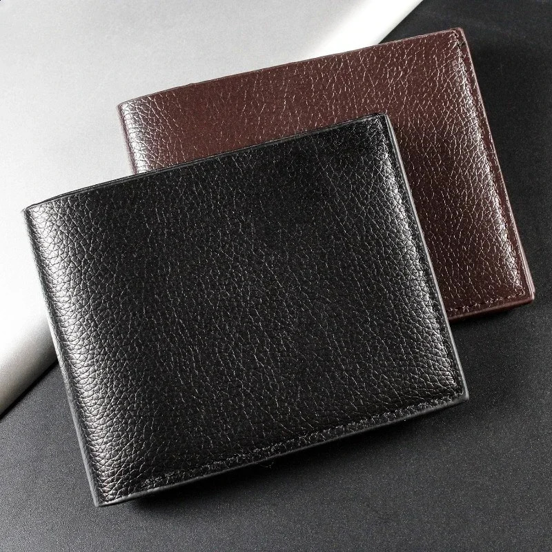 Mens Wallet Genuine Leather Men Wallets Premium Product Real Cowhide for Man Short Black Walet Portefeuille Homme 240903