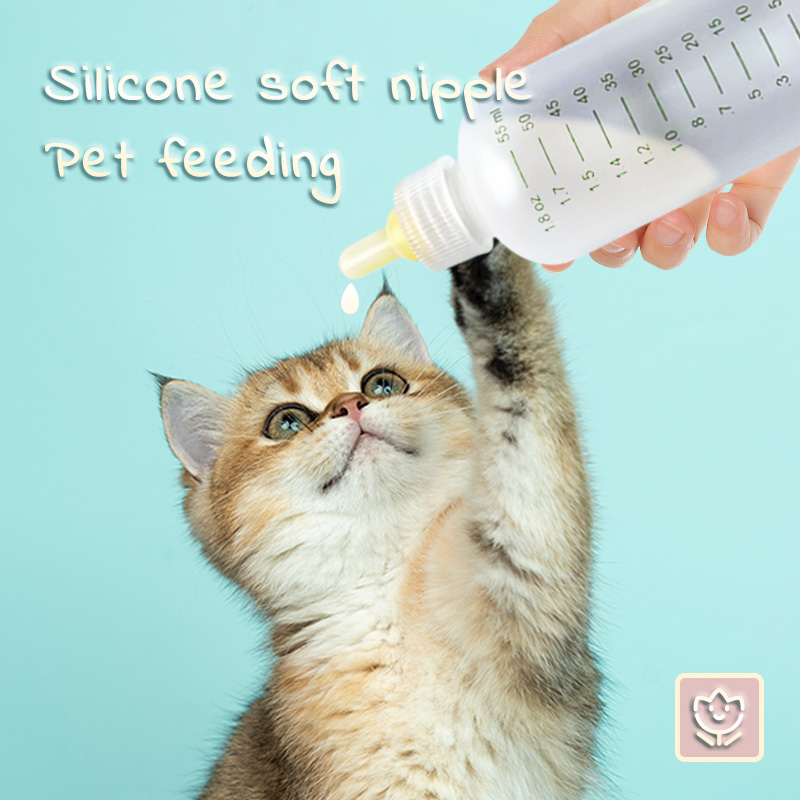 free shipping MySudui Silicone Soft Nipple Feeding Bottle Newborn Pet Feed Water Bite Resistant for Kitten Puppy Odorless with Scale