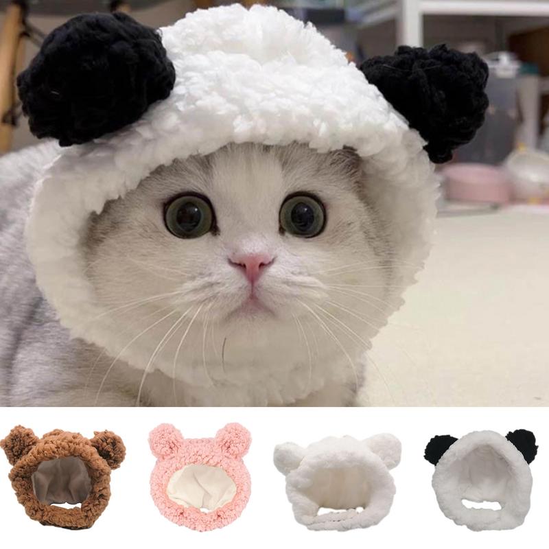 Cute Bear Headwear Pet Cats Dogs Warm Bear Hat Breathable Small Kitten Costume funny Pet Hat Headwear Hat For Pets Puppies