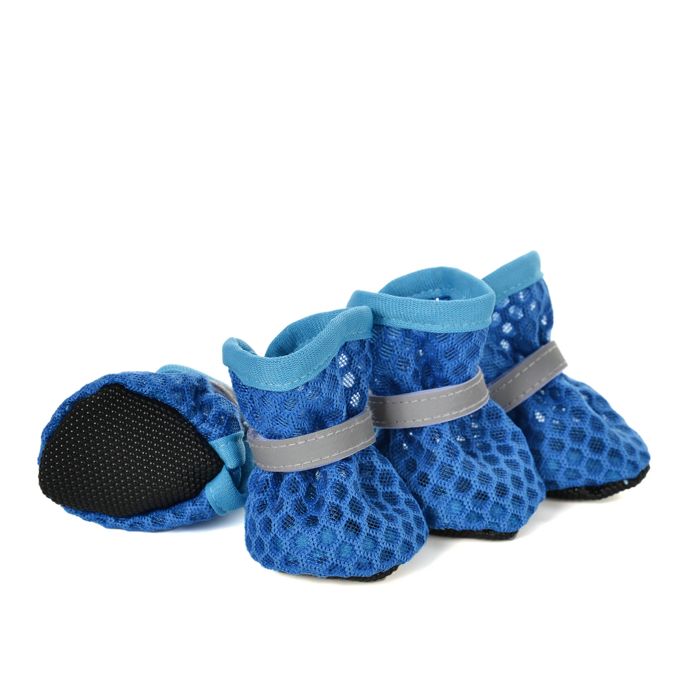 Summer Breathable Dog Shoes For Small Medium Dogs Cats Outdoor Anti-slip Nylon Puppy Boots Reflective Adjustable Pug Pet Shoes