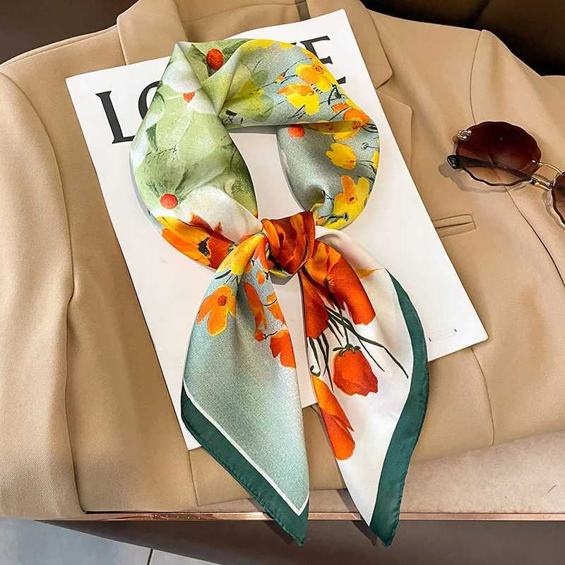 70x70cm Silk Scarf Square used for packaging fashion floral printed shawls spring and summer collars hair bands and womens winter scarves X250319