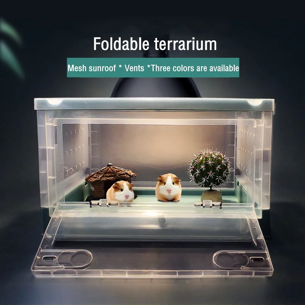 Reptile Foldable Feeding Box Anti-Drop Terrarium with Screen Ventilation Spider Lizard Breeding Box Animals Habitat Tank 파충류사육장