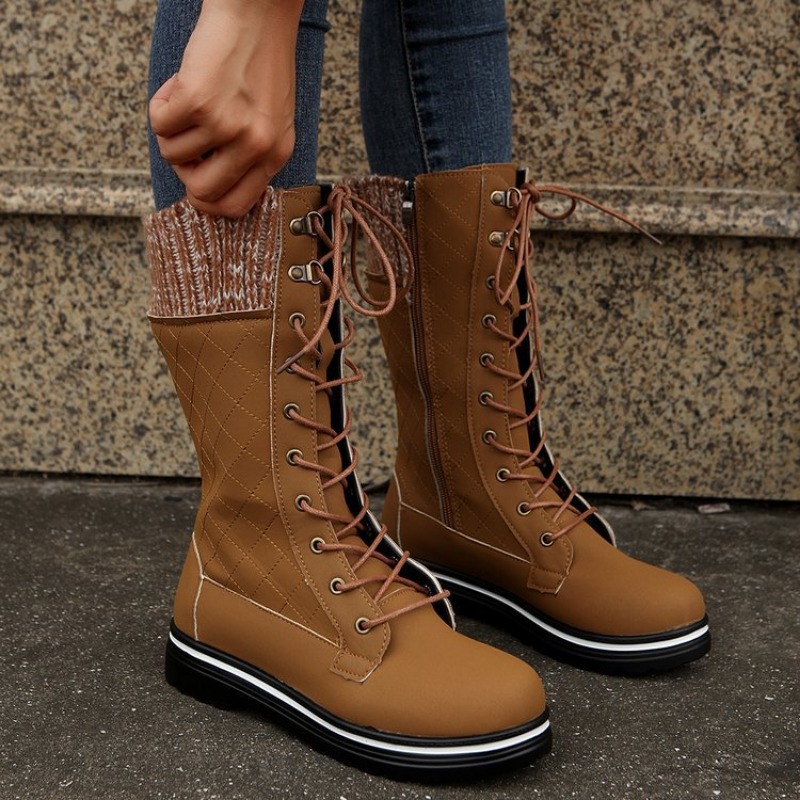 2023 Winter Plush Mid Calf Platform New Designer Warm Snow Women's Lace Up Fashion Casual Boots 98a5
