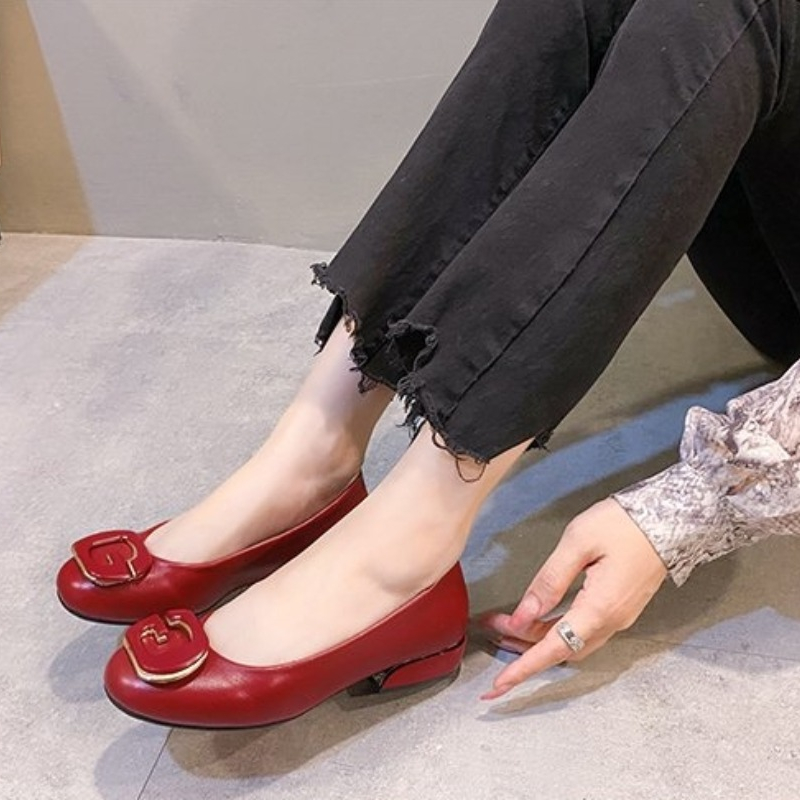 Fashion Female Sweet Golden Square Heel Pumps for Night Club Women Black High Quality Office Spring Shoes Sapatos Azuis G7069 30bf