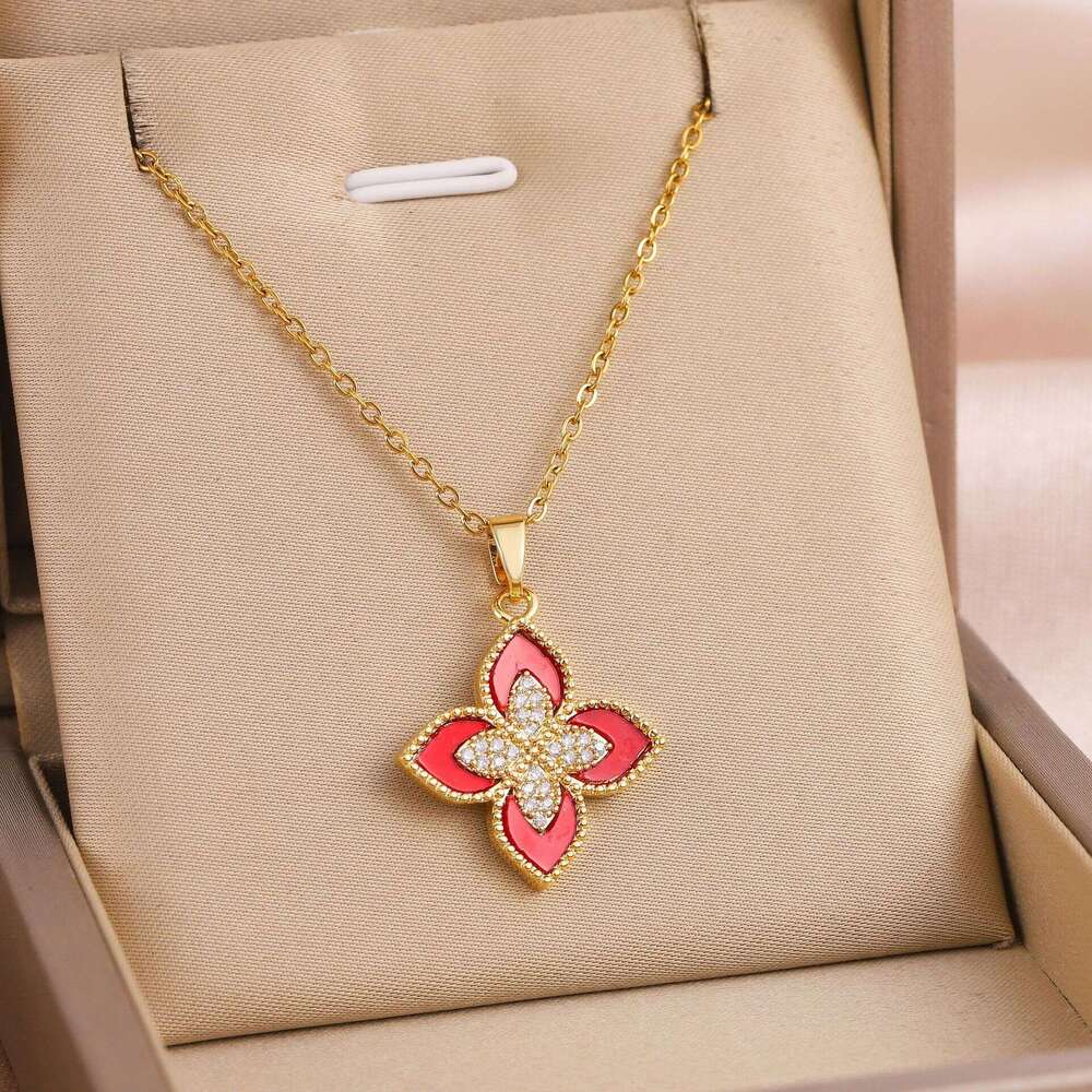 Clover necklace For Men and Women Luxury Designer jewelry 4/ Leaf necklace 18K Gold Silver Plate Agate Diamond Fashion Charm Chain Wedding Gift Party 