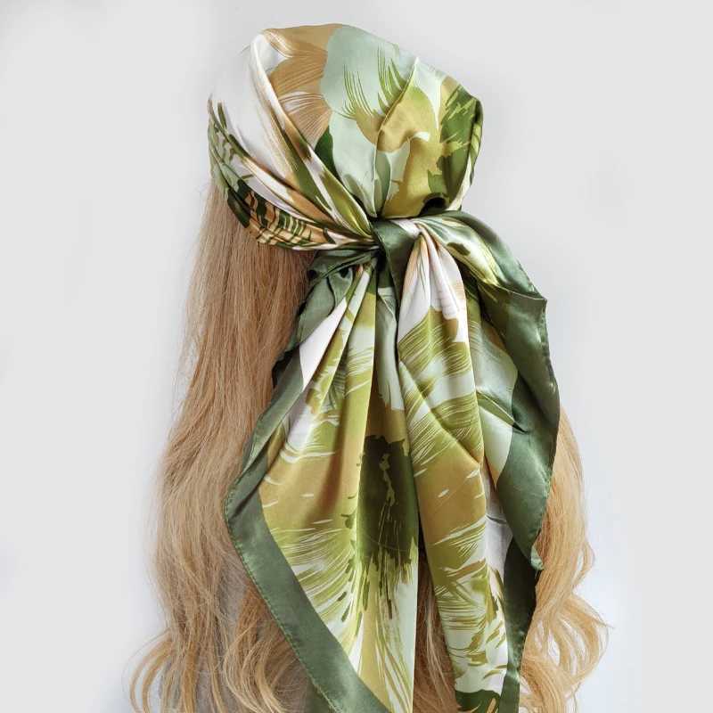 New 90 * 90CM Fashion Satin Scarf Hair Muffler Luxury Brand Kerchief Neck Silk Scarf Bandana Womens Handheld Scarf X250324