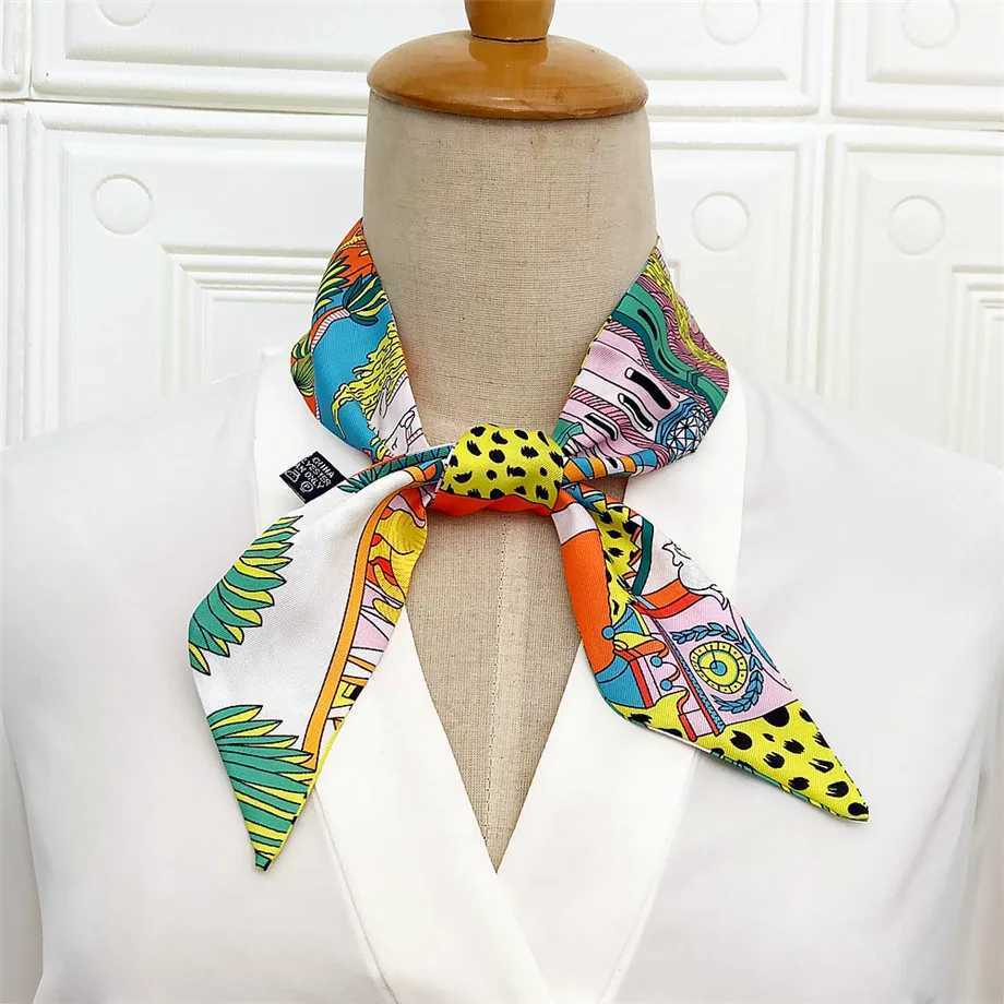 2024 Spring Design Leopard Skinny Scarf Wen Luxury Brand Horse Bag Scarves Hair Neck Silk Scarf For Ladies Foard band X250319