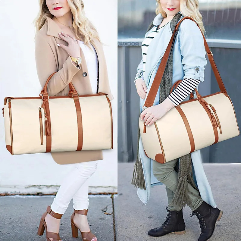 Foldable womens travel bag convenient to carry clothing bag large capacity PU leather luggage bag portable business travel bag 240904