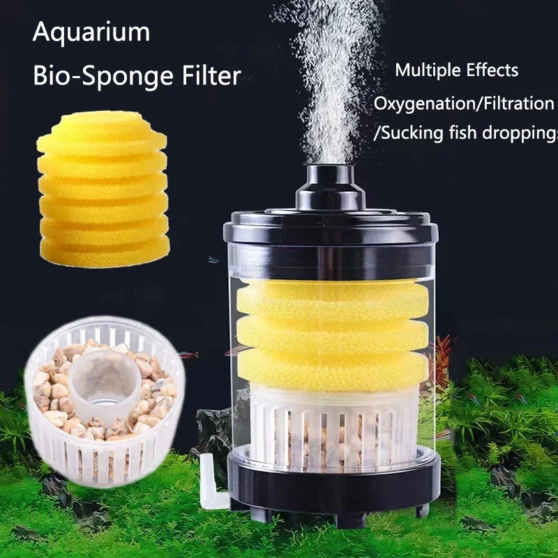 Mini Fish Tank Filter Water Fairy Suction Toilet Fully Automatic Biochemical Sponge Oxygen Filtration Pump Aquarium Accessories