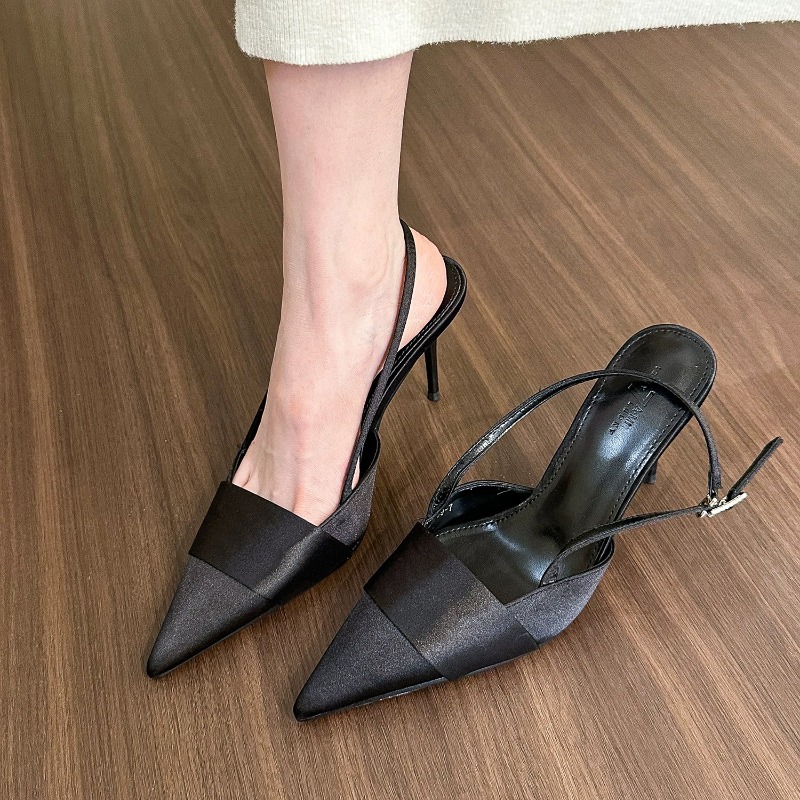 2024 Summer Women Pointed Toe High Heels Sandals Sexy Woman Shoes Fashion Silk Party Wedding Slingback Woman Pumps