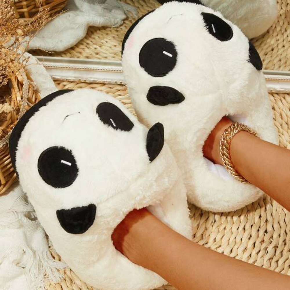 Cute Panda Shaped Winter New Women Slipper Soft Heel Platform Fur Warm Indoor Comfortable Home Fluffy Home Slippers Shoes 519