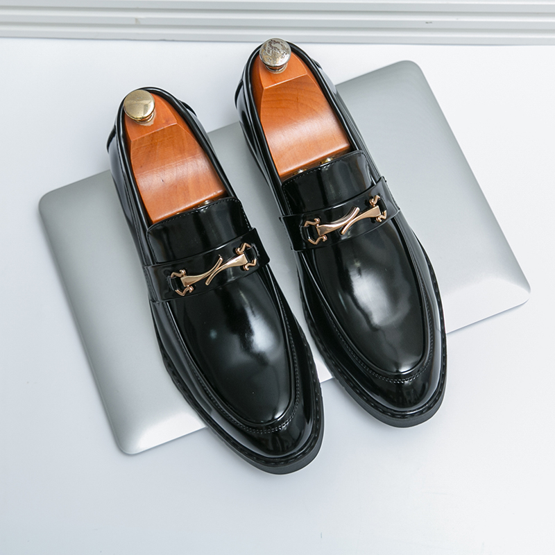 Loafers Men's Thick-soled Heightening British Style High-Level Business Casual Leather Shoes Slip-On Lazy Tassels