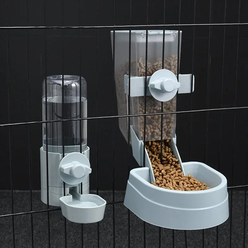 free shipping Automatic Feeder Cage Hanging Bowl Water Bottle Food Container Dispenser For Puppy Cats Rabbit Birds Pet Feeding Product
