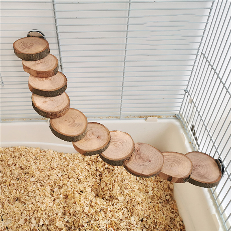 Wooden Hamster Ladder Cage Accessories Movable Rest Stairs Kit Toys Pet Supplies Suspension Bridge Climb Birds
