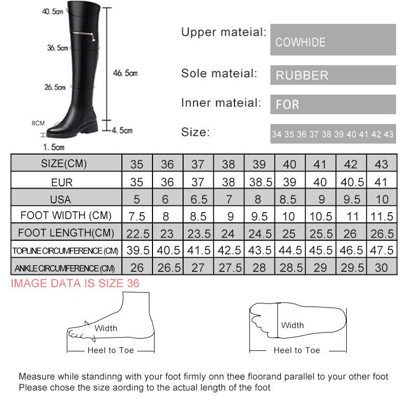 AIYUQI Women's Over Knee Boots Winter Fashion Middle Heel Fur Long Boots Women Genuine Leather Rider Boots Ladies