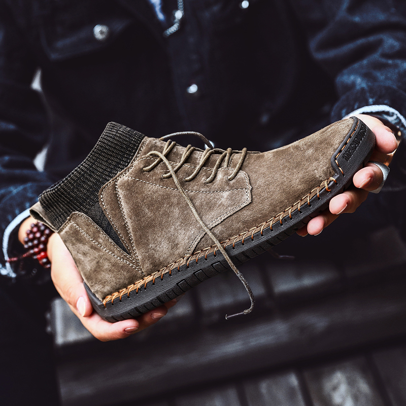 Suede Faux Leather Fashion Warm Snow boots Breathable Winter Men Ankle Boots Fur Man Shoes 878b