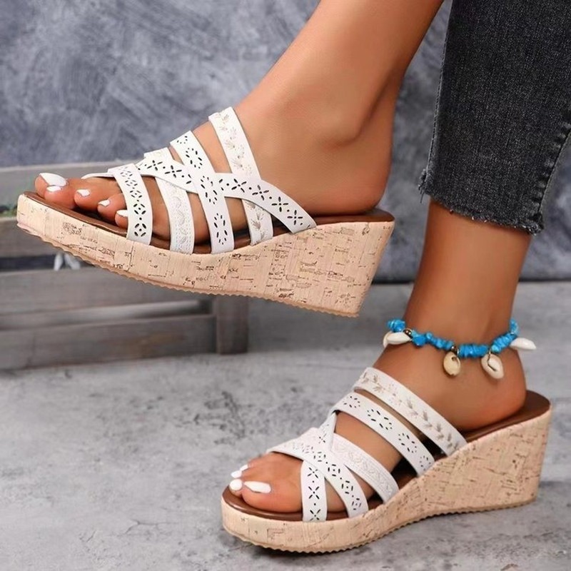 2024 Women Wedge Sandals Premium Orthopedic Open Toe Sandals Vintage Anti-Slip Leather Casual Female Platform Retro Shoes 36- 43