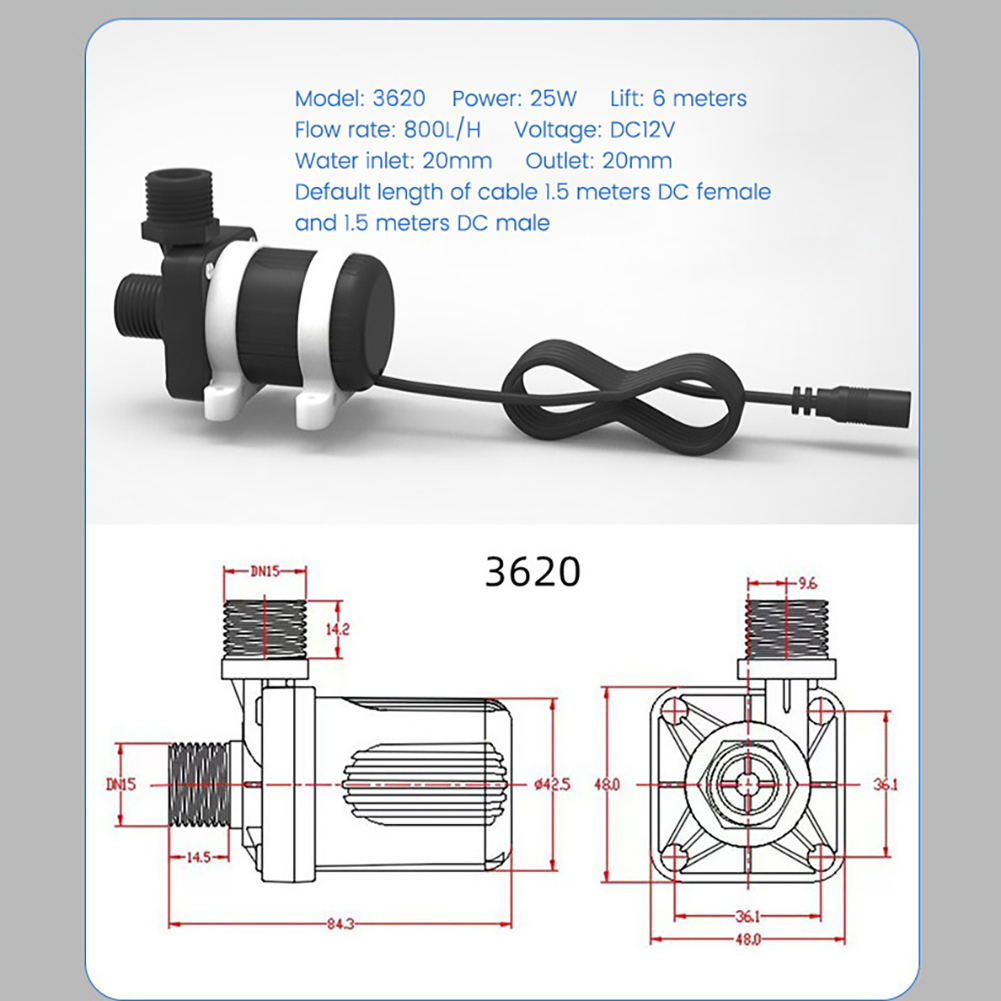 800L/H 25W DC 12V Submersible Water Pump Brushless Water Pump for for Fountains, Hydroponics, Ponds, Aquariums & More