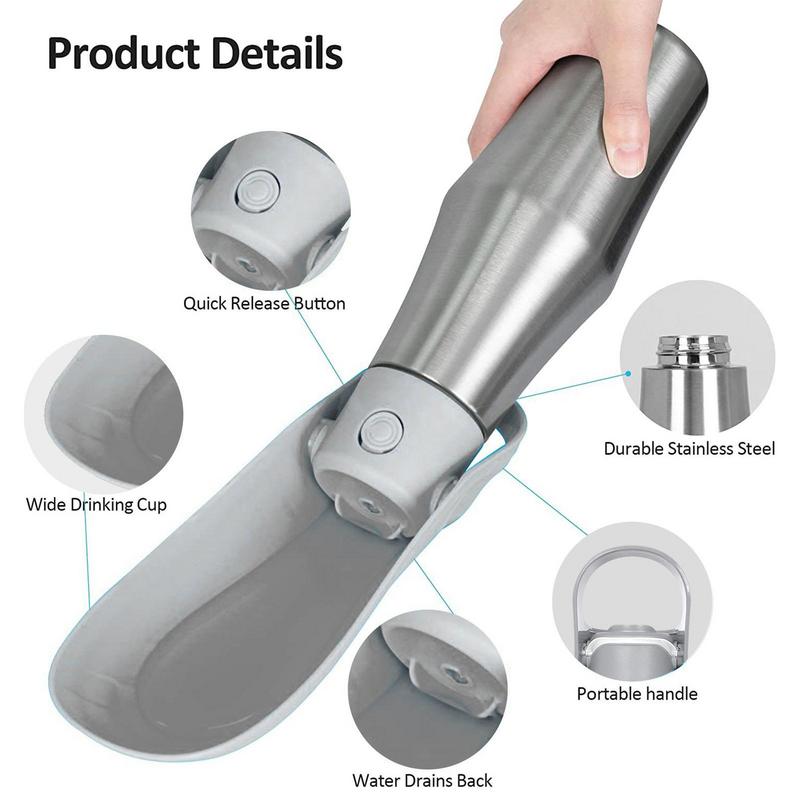 Portable Water Bottle For Dogs 27oz Stainless Steel Travel Water Dispenser Pet Accessories 2 In 1 Dog Water Bowl For Most Sizes