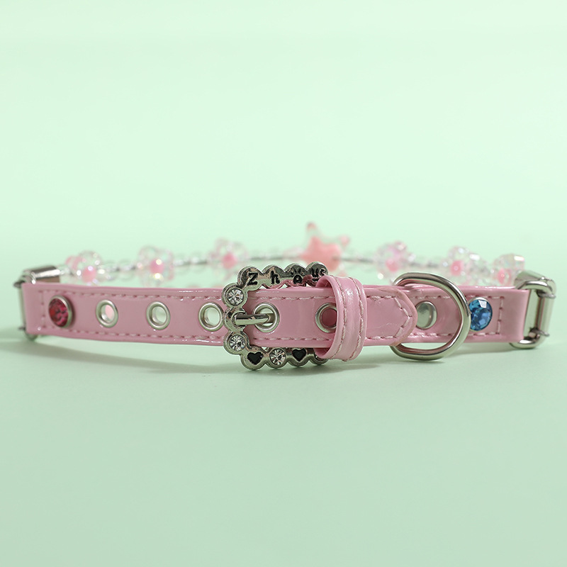 Pearl Dog Collar Leash Pet Imitated Pearl Necklace Collar Jewelry，Stainless Steel Wire Imitated Pearl Dog Leash for Kitten Puppy