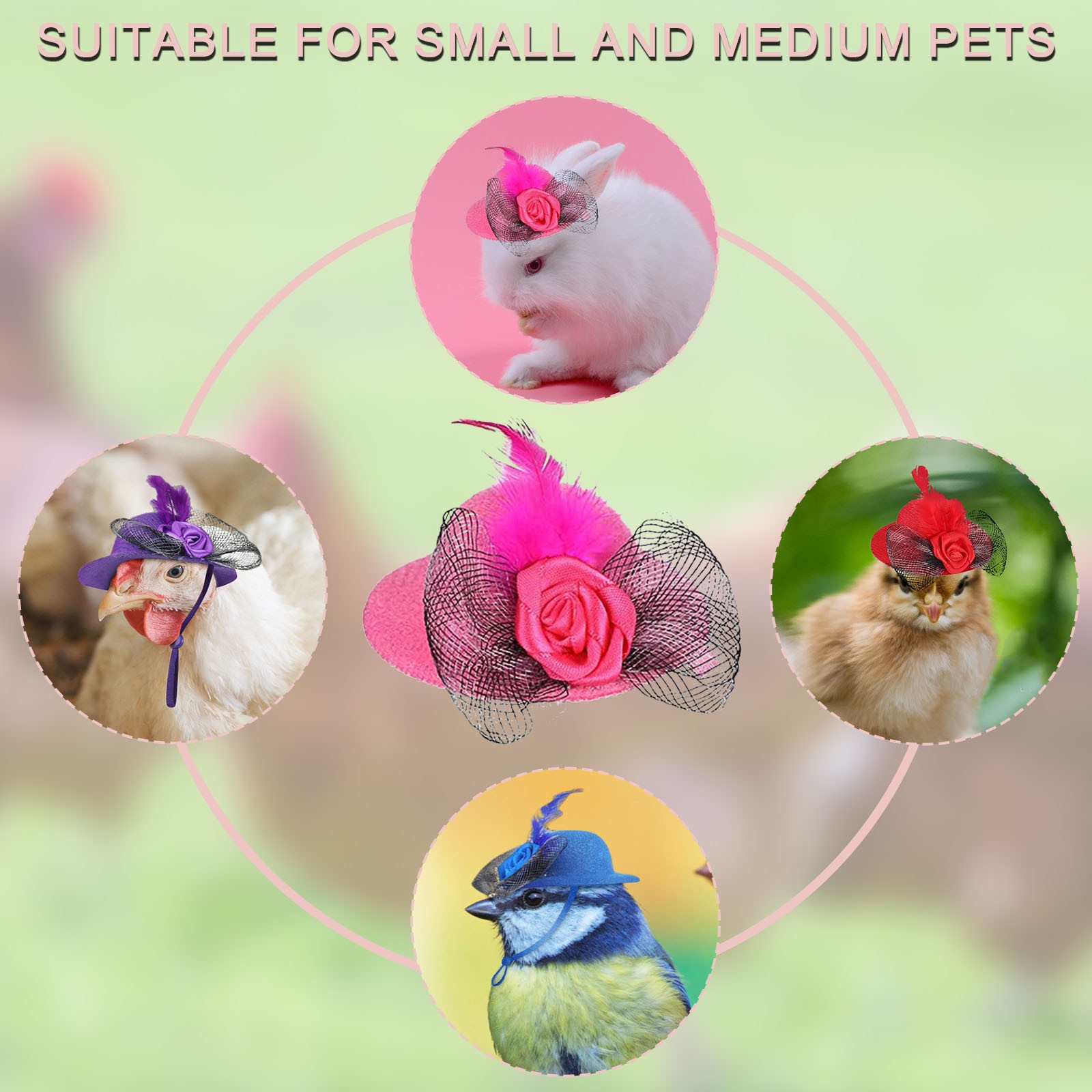 1 Pcs Chicken Hats for Hen Small Pets Funny Chicken Accessories Feather Top Hat Rooster Duck Parrot Hamster Poultry Stylish Show