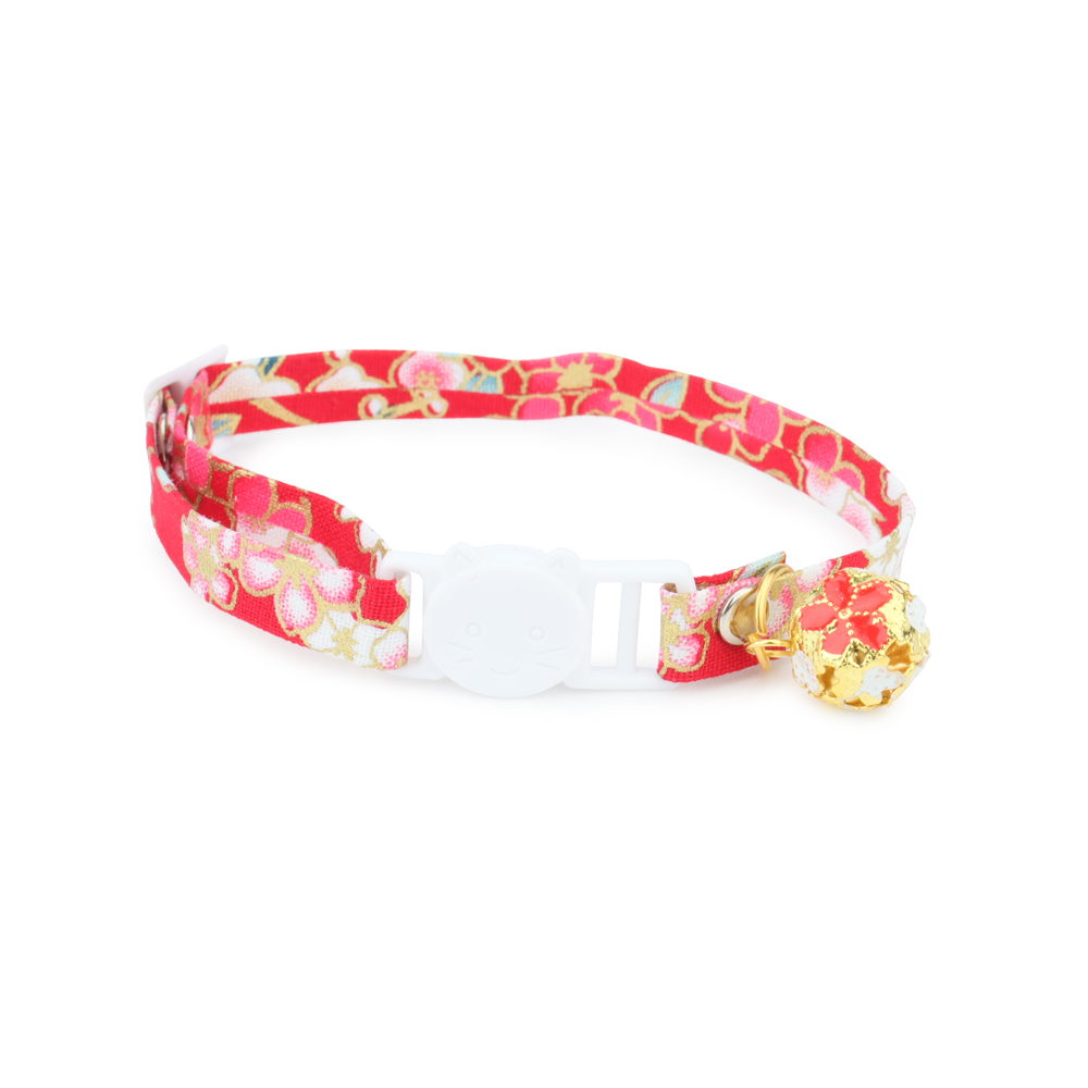 Breakaway Cat Collar,Adjustable Cat Collars Japanese Style Cat Collar with Hollow Flower Bell for Kitten Puppy Pets Accessories