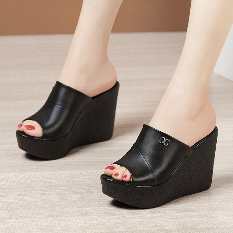 11cm High Heel Wedges Sandals For Women 2024 Summer New Platform Fashion Footwear Red Black White Large Size Sandals