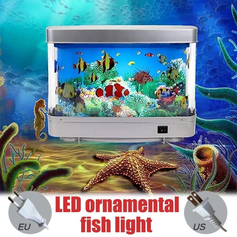 Artificial Tropical Fish Tank Lamps Aquarium Decorative Night Light Virtual Ocean Dynamic LED Table Lamp Cute Room Decor Gift