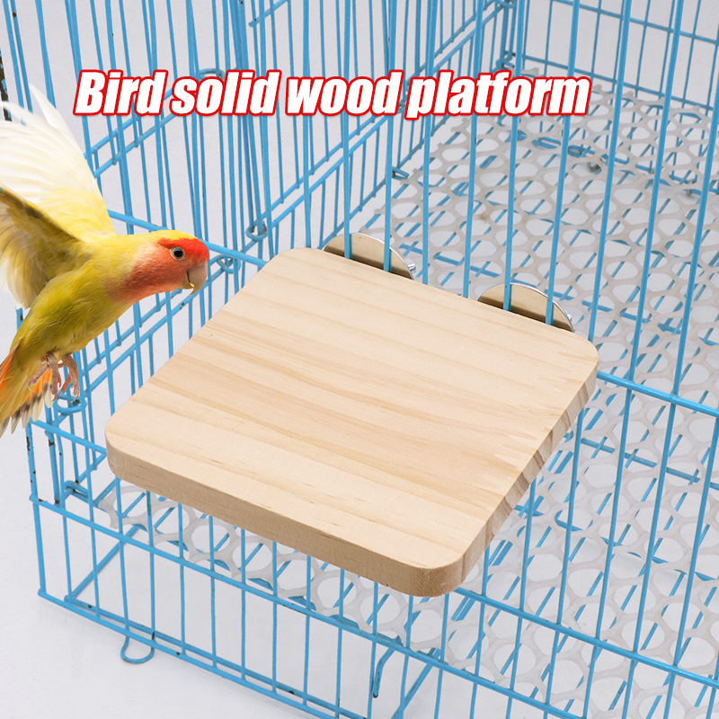 Parrot Bird Wood Platform Stand Board Rack Toy Hamster Branch Perches Bird Cage Hanging Wooden Pet Stand Board Bird Supplies