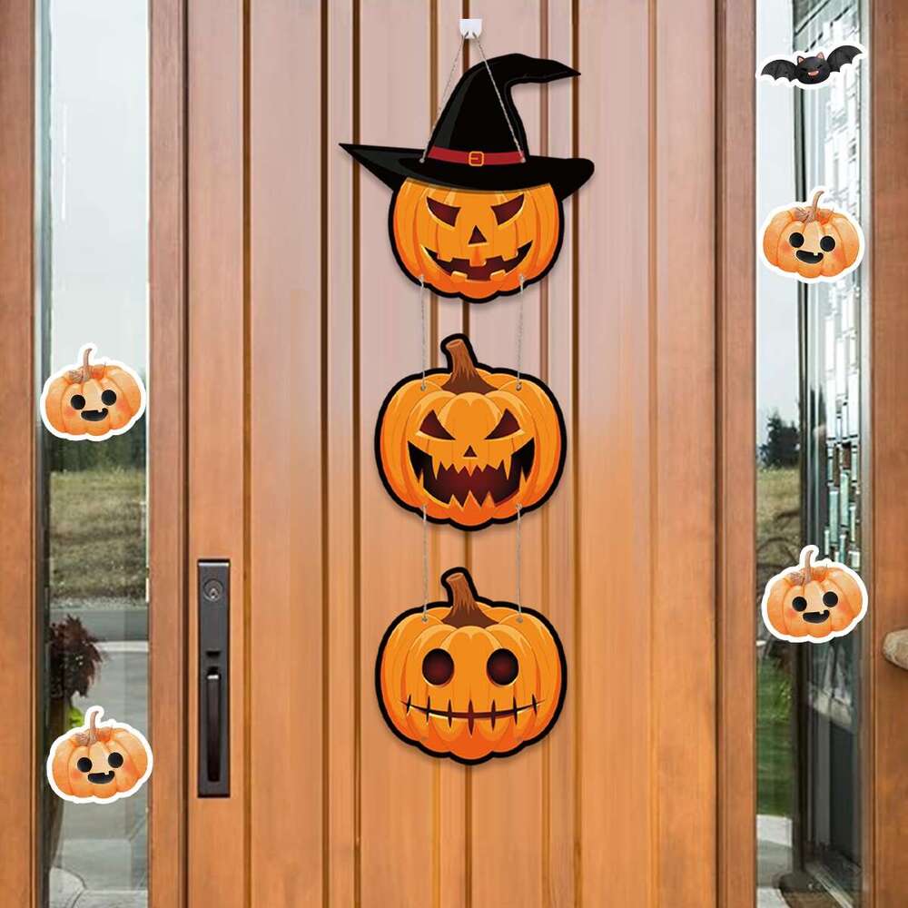 Door Hanging Pendents Decors Pumpkin Bat Happy Halloween Ghost Horror Party Decorations for Home 2024