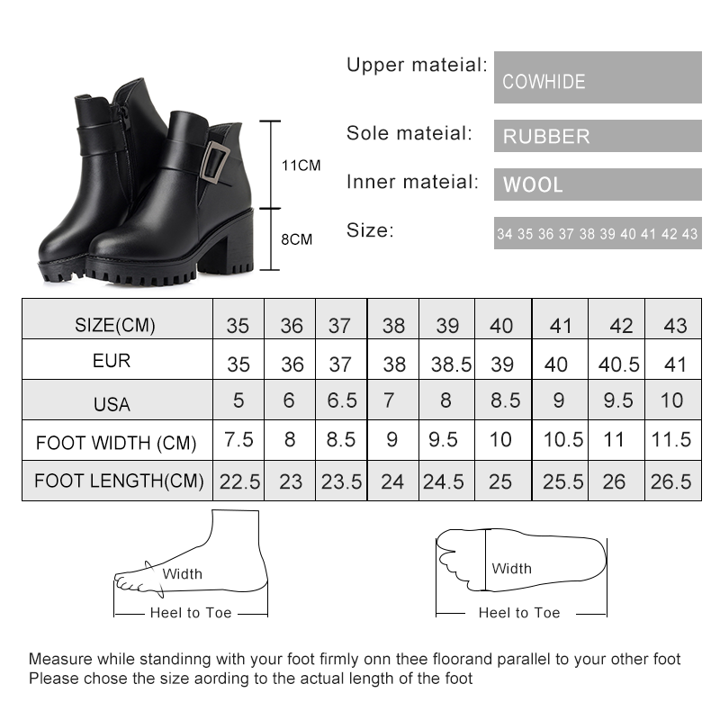 AIYUQI Ankle Boots Women 2024 New Platform Winter Genuine Leather Snow Boots Heel Luxury Wool Boots Female