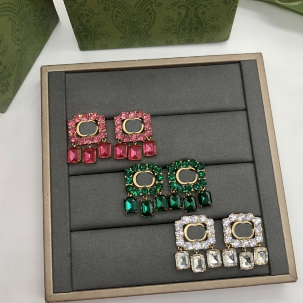 Designer Earrings Luxury Earrings 18K Gold Plated Luxury Crystal Rhinestone Earring Wedding Perty Jewelry Earrings Hight Quality Christmas Gift Valentine Gift