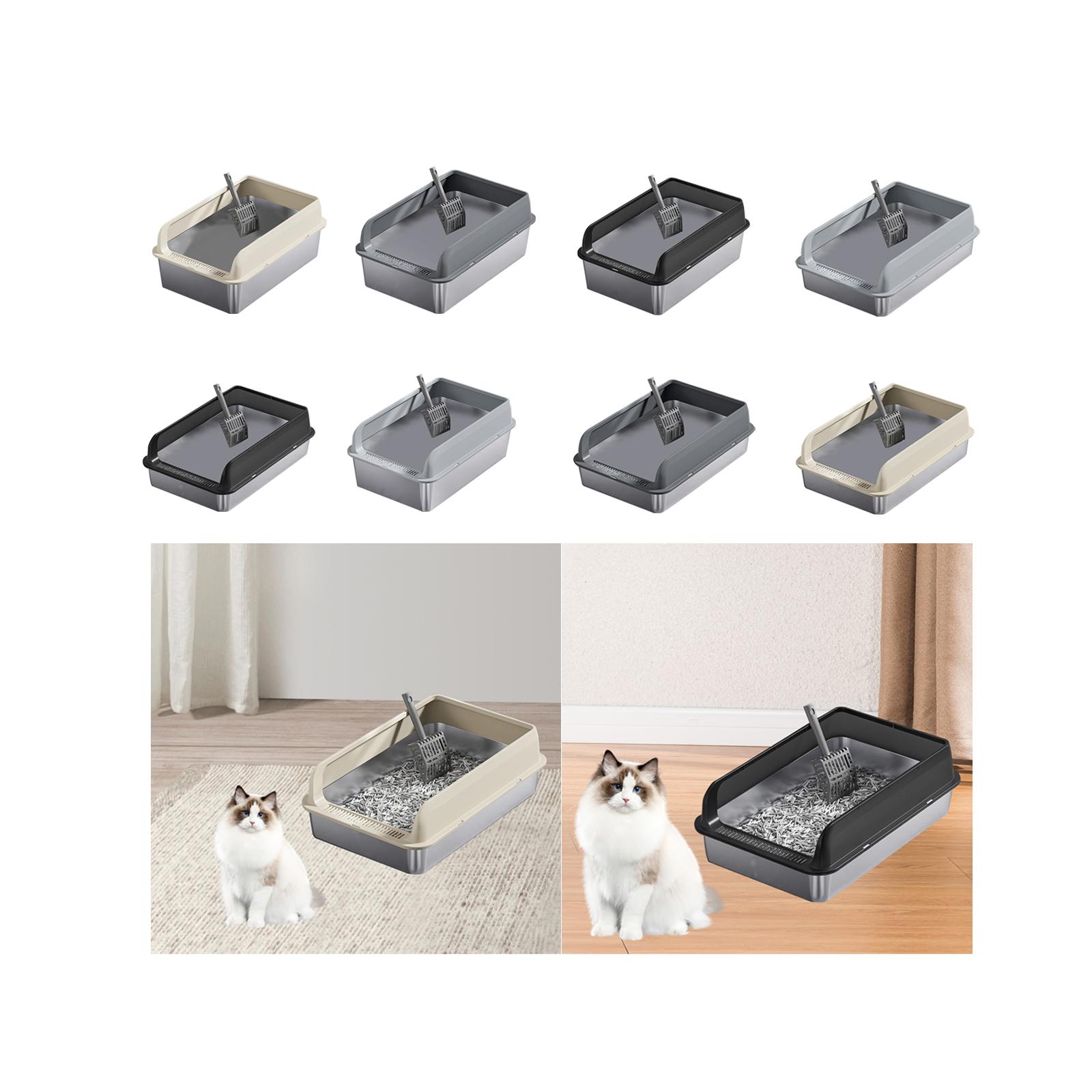 Stainless Steel Cat Litter Box Open Top Cat Sand Basin Cat Sandbox Pet Supplies
